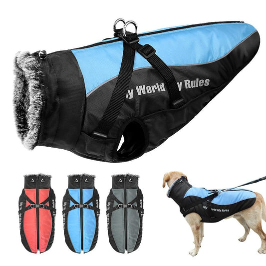 Warm Pet Clothes Winter Thicken Dog Coat Harness For Medium Large Dogs - Vest Waterproof (W1)