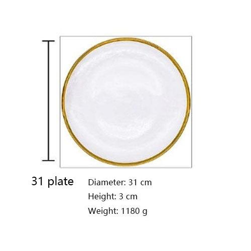 Western Transparent Flat Plates With Ins Style Dessert Tableware - Crystal Main Course (AK7)(F61)