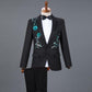 Diamond Suit - Men Wedding Groom Tuxedo Suits - Men's Stand Collar Prom Stage Suits (F8)(T1M)(F10)