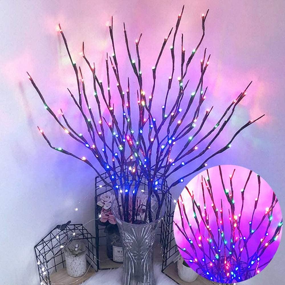 Willow Brown Branches Light - LED Branch Christmas vase Decoration Lights USB Plug-in with Switch 3pcs 60 Bulbs (LL5)1(1U58)