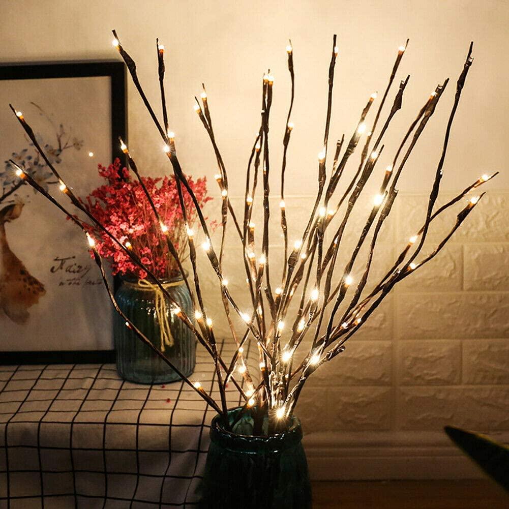 Willow Brown Branches Light - LED Branch Christmas vase Decoration Lights USB Plug-in with Switch 3pcs 60 Bulbs (LL5)1(1U58)