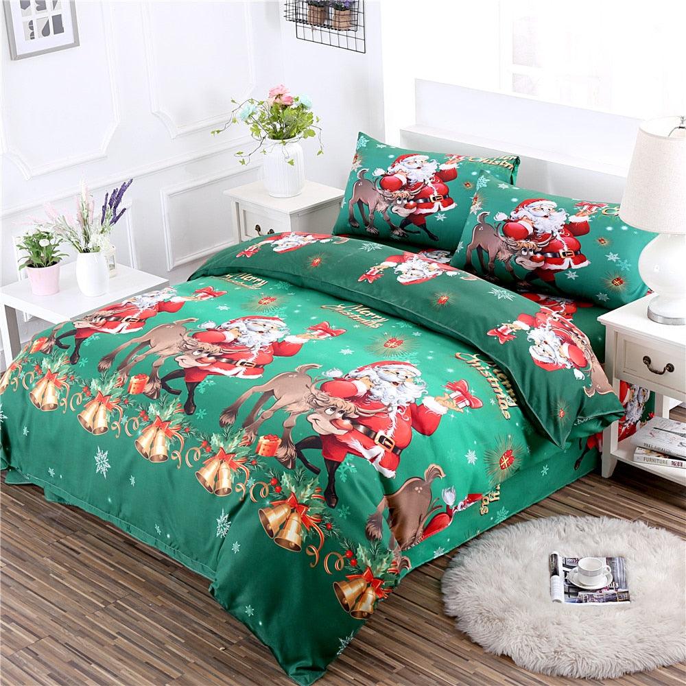 Winter Christmas Bedding Set Polyester King Queen Duvet Cover Set (B&6)(7BM)(8BM)(1U63)(1U66)