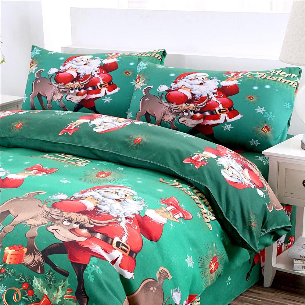 Winter Christmas Bedding Set Polyester King Queen Duvet Cover Set (B&6)(7BM)(8BM)(1U63)(1U66)