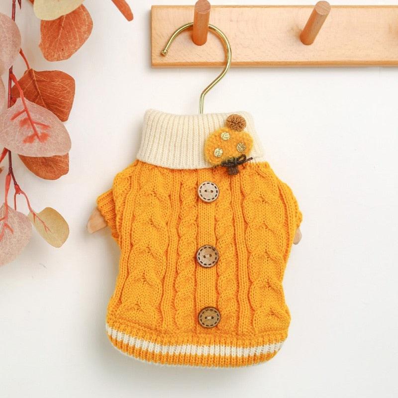 Winter Dog Sweater - Small Dog Clothes Puppy Knitting Sweater - Pet Dog Button Decorative Pet Clothing (2U69)
