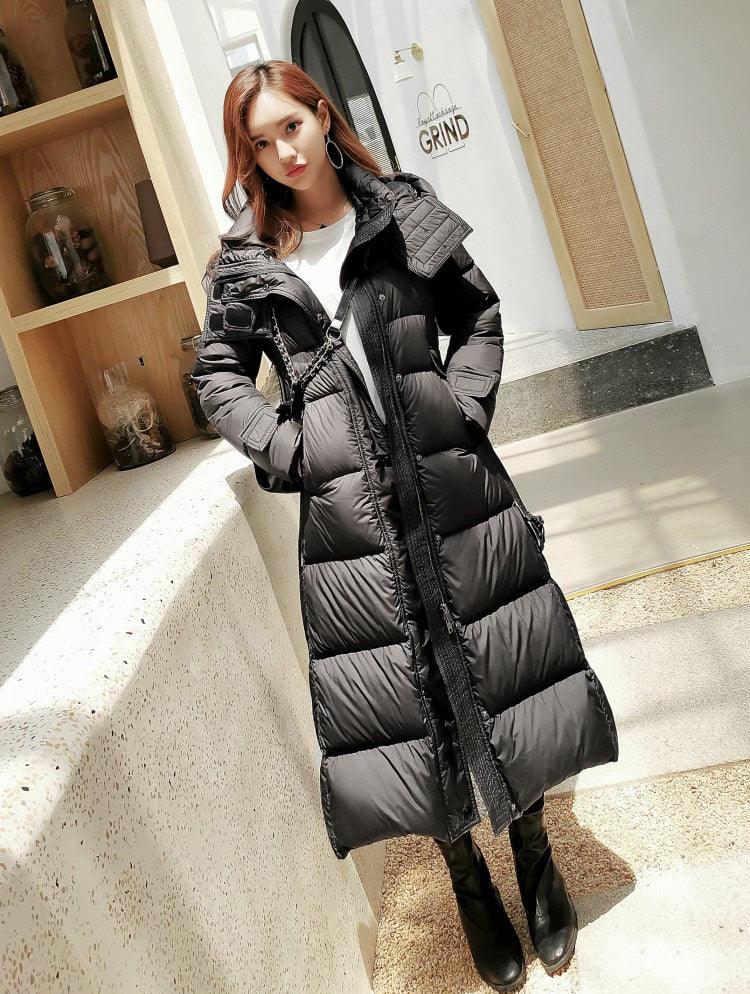 Trending Winter Fashion Hooded Jacket - Thicken Large Size Blue , Black, White women's Down Coat (TB8A)(F23)