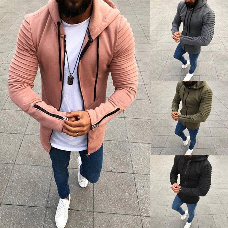 Men Jacket Hoodie Casual Slim Fit Jacket Coat - Solid Plus Size Sweatshirts (2U100)(2U11)