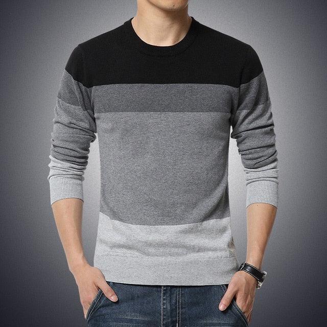 Winter Men's New Fashion Pullover Knitted Sweater - Long Sleeved Warm Pullovers O-neck Slim Fashion Sweater (D100)(TM6)