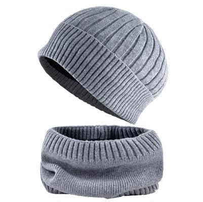 Winter Warm Beanie Scarf Set - Solid Color Knitted Beanies Sets (D17)(MA8)