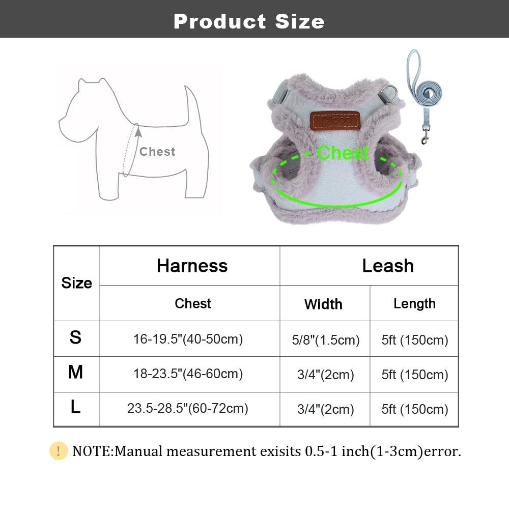 Winter Warm Dog Harness Leash Set - Soft Padded Dog Harness Vest - Pet Harness With Lead Leash (3W1)(2W1)(F70)