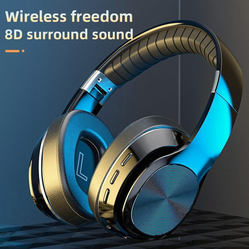 Wireless Bluetooth 5.0 Headphones With Microphone Sport Running Bass Headset Support TF Card /AUX /FM For PC Mobile Phone Laptop (AH2)(RS8)(F49)