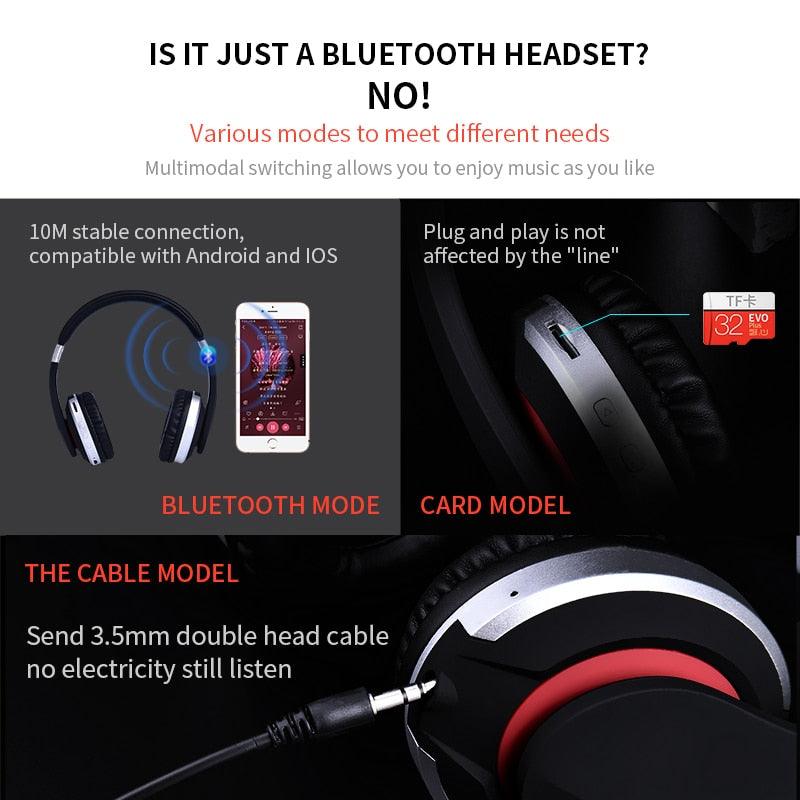 Wireless Headphones Bluetooth Headset - Foldable Stereo Gaming Earphones With Microphone Support TF Card For IPad Mobile Phone (AH2)(RS8)(F49)