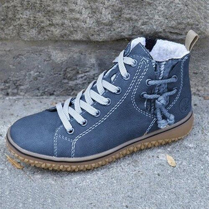 Great Women Ankle Footwear - Warm Short Winter Boots - Lace Up Short Plush Sneakers (3U41)