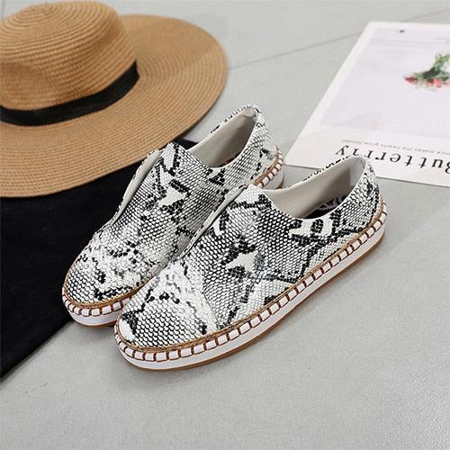 Woman Fashion Snake Pattern Footwear - Women Loafers Ladies Autumn Classic Flats Slip On Shoes (3U40)