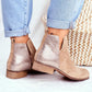 Leopard Low Heels Women Retro PU Leather Ankle Boots - Zip Ladies Shoes (2U38)(2U107)(2U36)