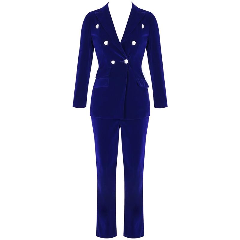 Great Women 2 Piece Set - Top And Pants - New Arrivals Rhinestone Long Sleeve Office Suit - High Waist Pants Set (6U20)