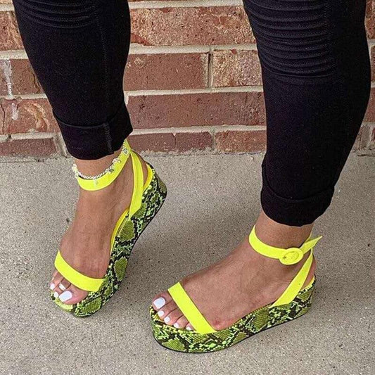 Women Ankle Strap Sandals - Ladies Mixed Colors Comfortable Flat Platform (2U39)(2U36)(2U37)