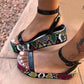 Women Ankle Strap Sandals - Ladies Mixed Colors Comfortable Flat Platform (2U39)(2U36)(2U37)