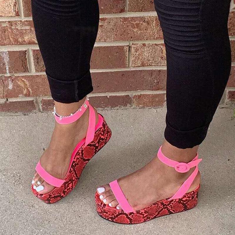 Women Ankle Strap Sandals - Ladies Mixed Colors Comfortable Flat Platform (2U39)(2U36)(2U37)