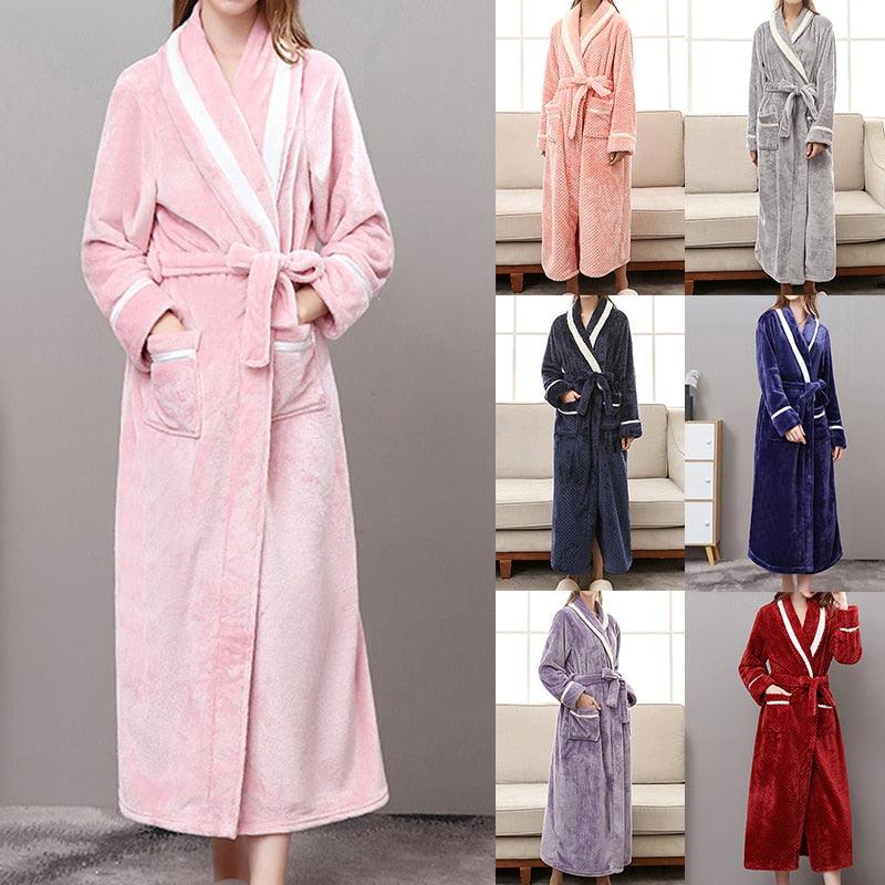 Great Women's Bathrobe - Winter Thicken Warm Flannel Clothes - Long Plus Size Sleepwear (ZP4)(F90)