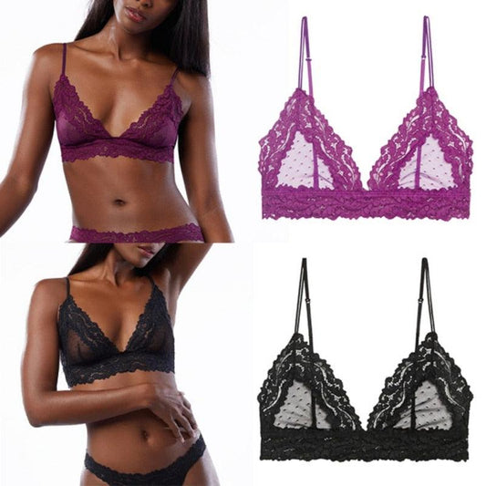 Amazing Women's Underwear Sexy Lingerie - Thin Lace Seamless Bras - Patchwork Backless Comfortable Wireless Bralettes (1U6)