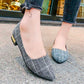 Casual Lattice Shoes - Ladies Fashion Gingham Pointed Toe Loafers Shoes - Canvas Shoes Slip-on Flats (2U37)(2U36)(2U40)