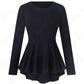 Gorgeous Women Classic Solid color Brief Top - Fashion Casual Multi-colored Slim Ruffles Elegant Tees(TB1)(BCD2)(F19)(F35)