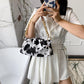 Cute Women Cloud Chain Shoulder Bags - Zebra Cow Animal Pattern Evening Party Handbag (3U43)