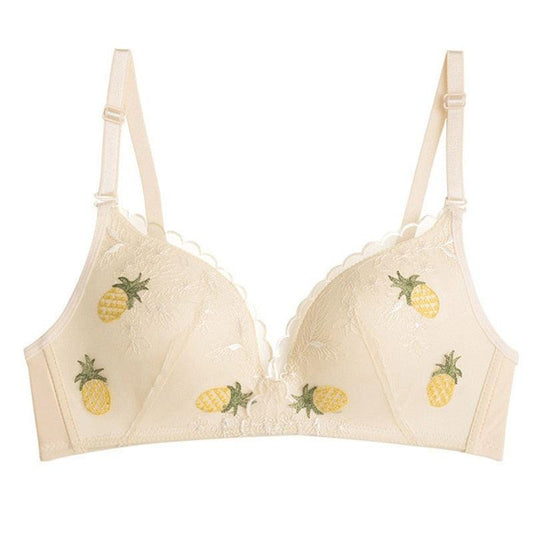 Women Fashion New Fruit Printing Bra - No Steel Ring Gather Thin Section Adjustment Lace Bra (1U27)