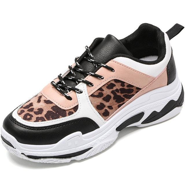Women Gorgeous Fashion Shoes - Fashion Platform Leopard Sneakers - Breathable Style - Leather Sports (BWS7)(WO4)(F41)