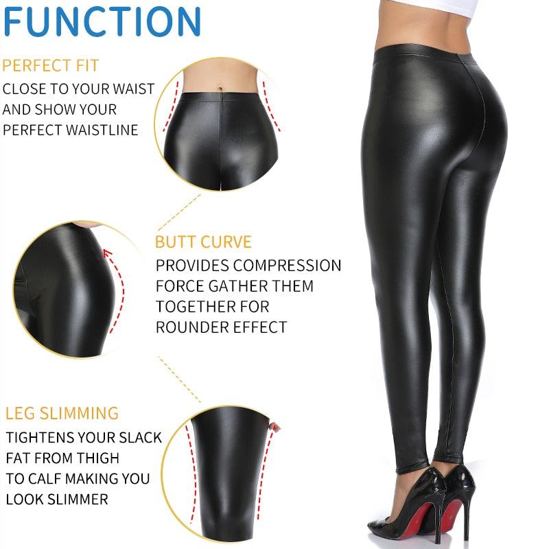 Waterproof Faux Leather High Waisted Leather Leggings For Women