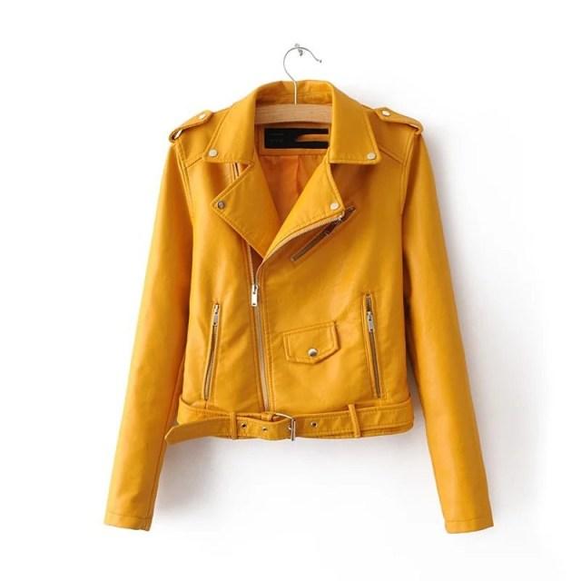 New Design Spring Autumn PU Leather Jacket - Faux Soft Leather Coat - Zipper Motorcycle Jackets (TB8B)(F23)