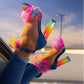 Great Women Fur Sandals High Heels - Casual Women's Buckle Footwear - Female Shoes Plus Size 46 (2U37)(2U36)(2U39)