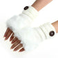 Great Women's Gloves - Warm Winter Faux Rabbit Fur Wrist Fingerless Gloves (3U87)