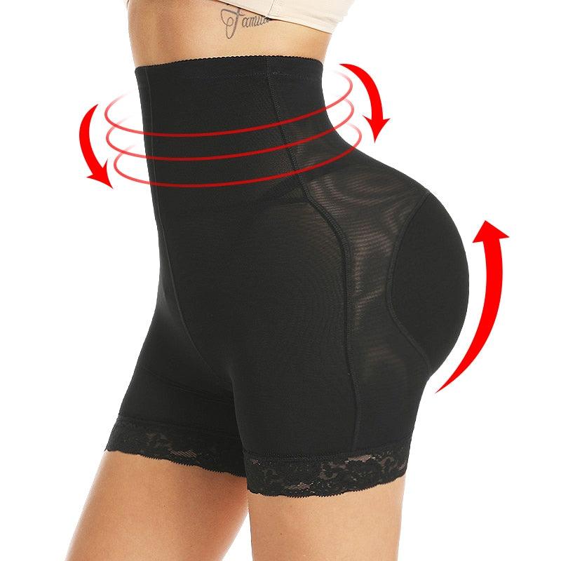 Women High Waist Lace Butt Lifter Body Shaper Tummy Control Panties Boyshort Pad Shorts Hip Enhancer Shapewear (FHW1)
