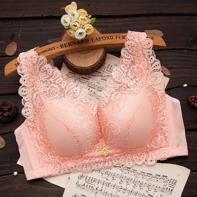 Women Hot Solid Color Lace Shoulder Strap Bra - Large Size - Push Up Bras - Plus Size (2U27)