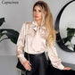 Elegant Women Blouses - Autumn Long Sleeves Fashion Chic Bow Tie Shirt - Solid Office Lady Work Tops (TB1)(F19)