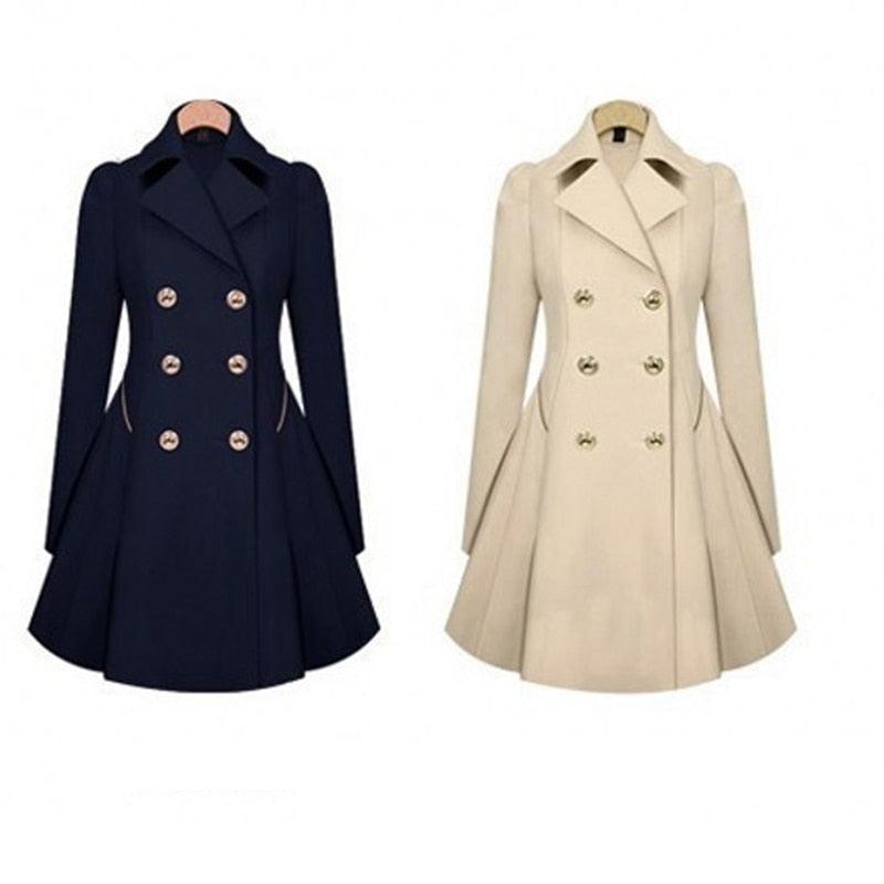 Gorgeous Women Jackets Vintage Female Solid Coats - Fashion Spring Autumn Outwears - Women's Double Breasted Jacket (TB8B)(TB8A)(TP3)