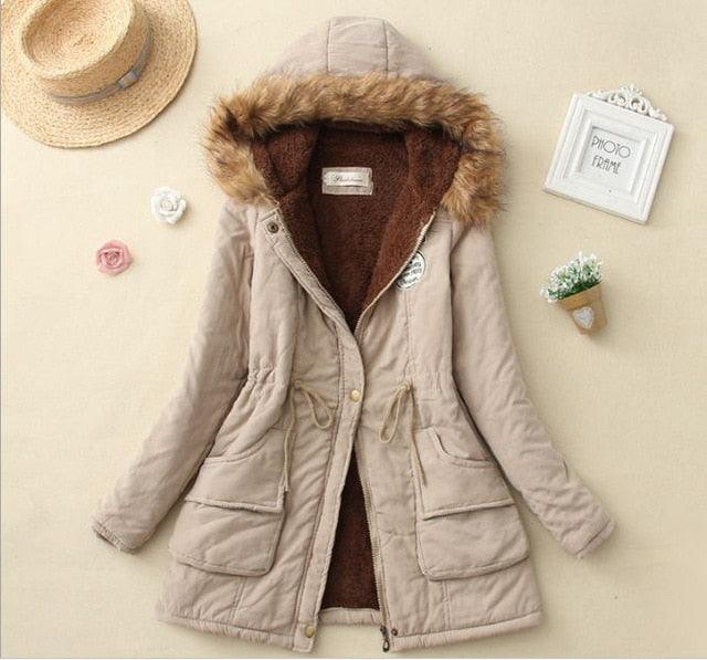 Beautiful Women Long Faux Fur winter Coats - Sleeve Hooded Neck Zipper Button Coat - Plus Size - Casual Warm Female Outwear (4U23)(4U20)