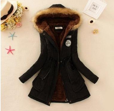 Beautiful Women Long Faux Fur winter Coats - Sleeve Hooded Neck Zipper Button Coat - Plus Size - Casual Warm Female Outwear (4U23)(4U20)
