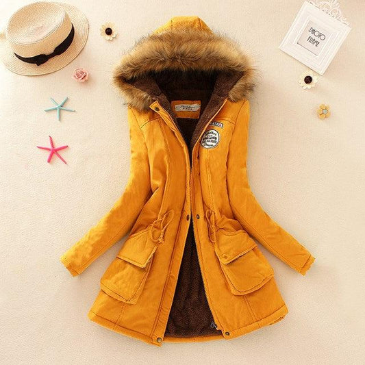 Beautiful Women Long Faux Fur winter Coats - Sleeve Hooded Neck Zipper Button Coat - Plus Size - Casual Warm Female Outwear (4U23)(4U20)