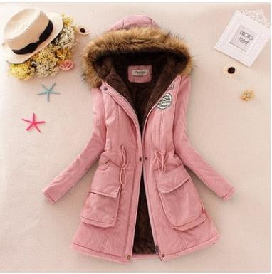 Beautiful Women Long Faux Fur winter Coats - Sleeve Hooded Neck Zipper Button Coat - Plus Size - Casual Warm Female Outwear (4U23)(4U20)