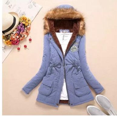 Beautiful Women Long Faux Fur winter Coats - Sleeve Hooded Neck Zipper Button Coat - Plus Size - Casual Warm Female Outwear (4U23)(4U20)