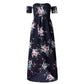 Women Off Shoulder Floral Print Boho Dress - Women Beach Summer Dresses - Strapless Long Maxi Dress (D18)(WS06)