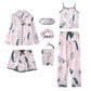 Amazing Sexy Spring Summer 7 Pieces Pajamas Sets - Women Silk Satin Pajama Soft Sleepwear (ZP1)(F90)
