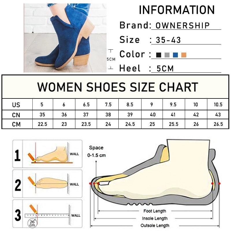 Women Retro Ankle Boots - Slip-On Women's Pointed Toe Short Boots (3U38)(3U107)(3U36)