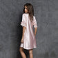 Trending Women Satin Sleepwear - Silk Nightgown Half Sleeve Embroidery Nightdress - Sexy Lingerie - Plus Size (ZP2)(F90)