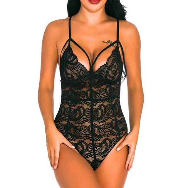 Women Sexy Casual Mesh Patchwork Lingerie - Full Lace Decoration Exotic Bodysuits (2U29)