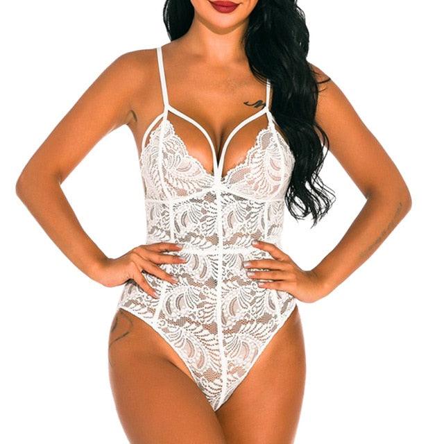 Women Sexy Casual Mesh Patchwork Lingerie - Full Lace Decoration Exotic Bodysuits (2U29)