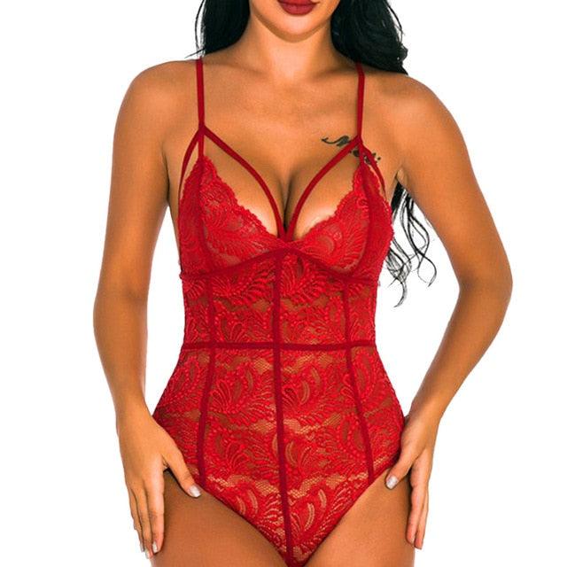 Women Sexy Casual Mesh Patchwork Lingerie - Full Lace Decoration Exotic Bodysuits (2U29)