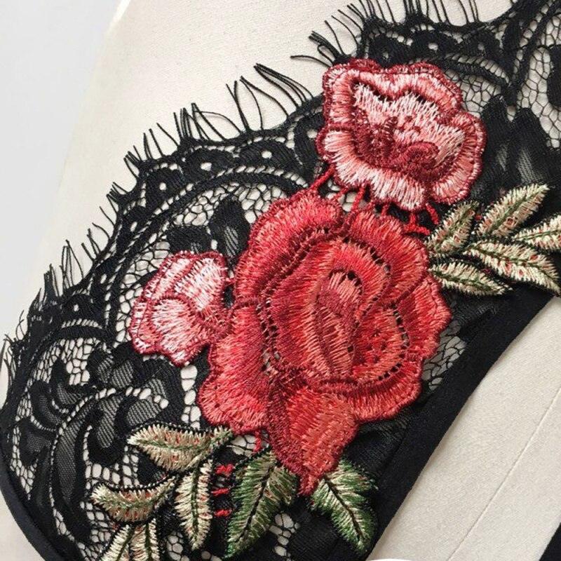 Women Sexy Crop Lace Embroidered Floral Hollow Out Bustier Unpadded Bra - New Cropped Tops (2U27)